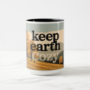 Taza Mantén la Tierra Acogedora Arte Vintage de Otoño E