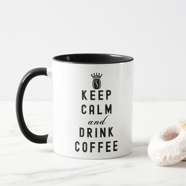TAZA MANTENER CALMA Y BEBER CAFÉ - AMANTE DEL CAFÉ (Con donut)