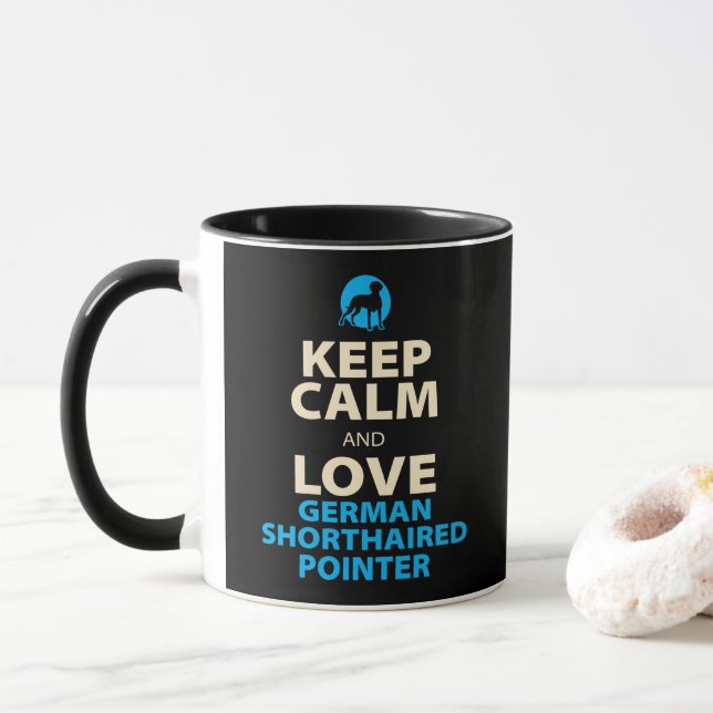 Taza Mantener la calma alemán puntero corto (Con donut)