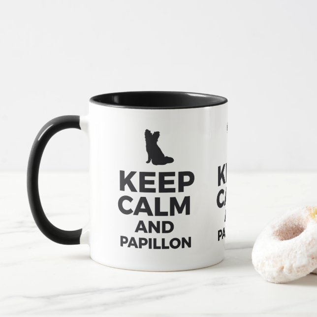 Taza Mantener La Calma Y El Papillon Mug (Con donut)