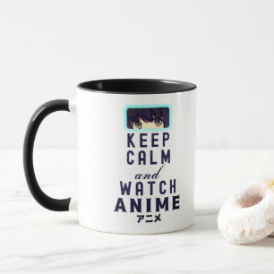 Taza Mantener la calma y vigilar a Anime