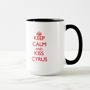 Taza Mantenga tranquilo y beso Cyrus