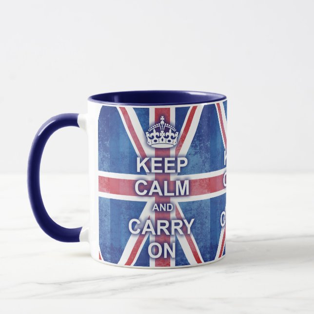 Taza Mantenga tranquilo y continúe Union Jack (Izquierda)