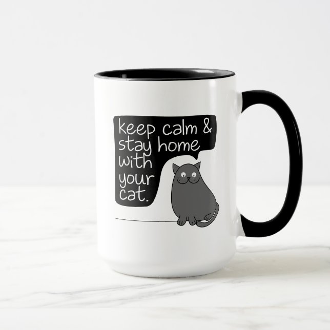 Taza Manténgase tranquilo y en casa con su gato (Derecha)