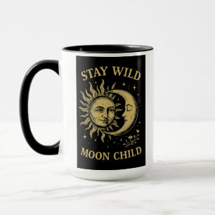 Taza Mantente salvaje del arte infantil de la luna