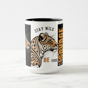 Taza Mantente salvaje y libre café animal 15oz Mug