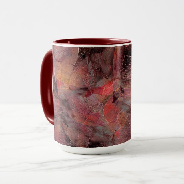 Taza Mantiene los tonos rojos sobre fondo gris negro (Anverso izquierdo)