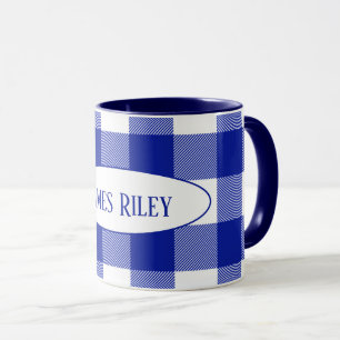 Taza manto de búfalo azul y blanco con nombre