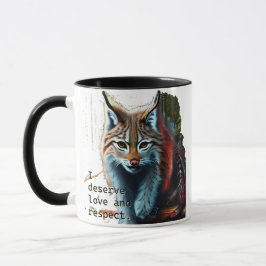 Taza Mantra de amor autosuficiente con lynx Mug artísti