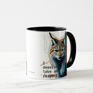 Taza Mantra de amor autosuficiente con lynx Mug artísti