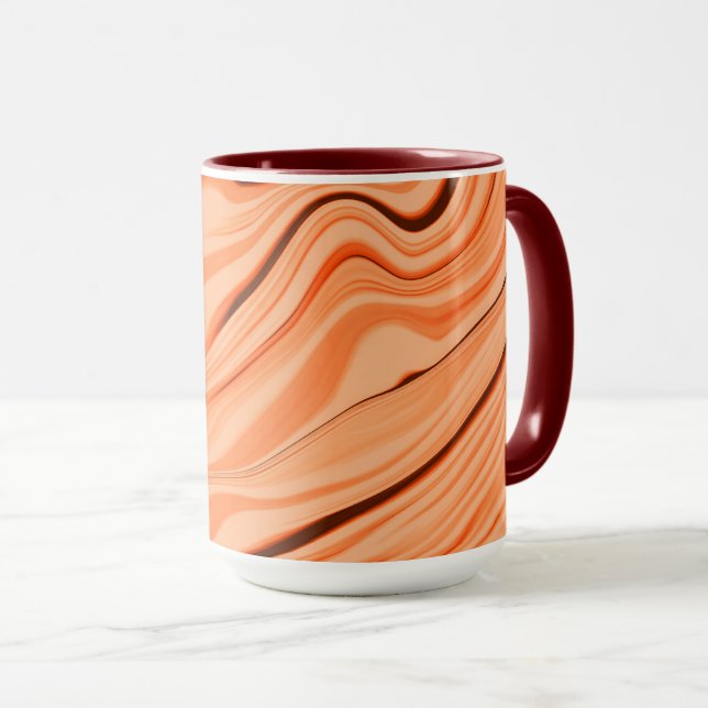 Taza Manzanas en tonos naranjas, cilindro marrón curvo (Anverso derecho)