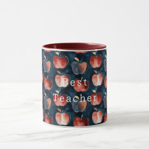 Taza Manzanas Rojas Azules Mejor Profesor o personaliza