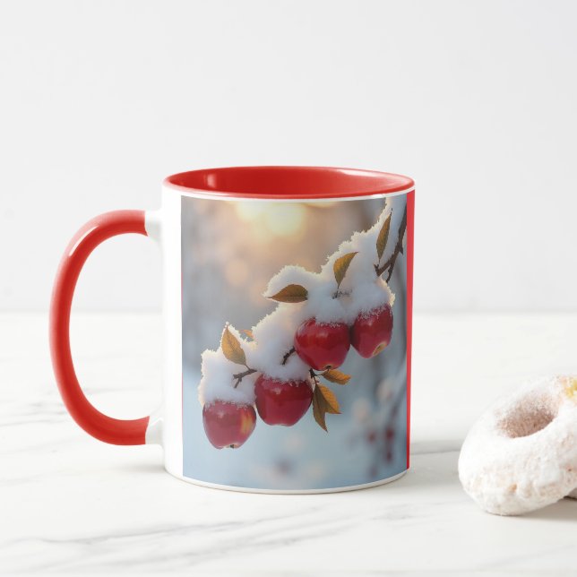 Taza Manzanas rojas deliciosas con nieve (Con donut)