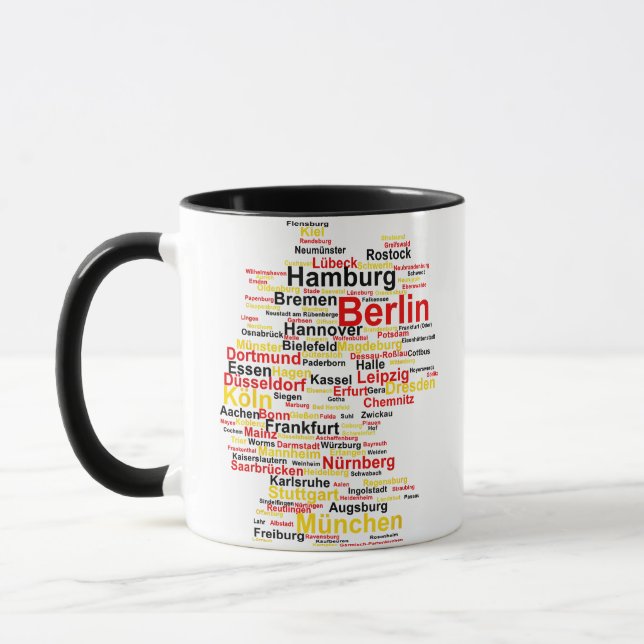 Taza Mapa alemán ciudades silueta bandera de Berlín Tr (Izquierda)