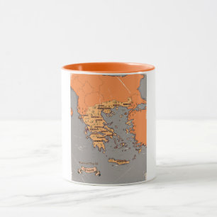 Taza Mapa antiguo de condados de Grecia