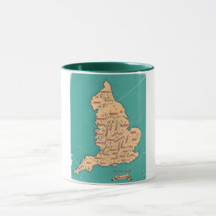 Taza Mapa antiguo de condados de Inglaterra