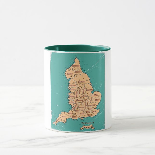 Taza Mapa antiguo de condados de Inglaterra (Centro)