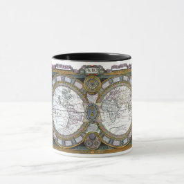 Taza Mapa Antiguo del Mundo por Claude Auguste Berey