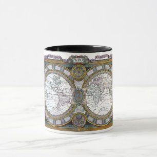 Taza Mapa Antiguo del Mundo por Claude Auguste Berey