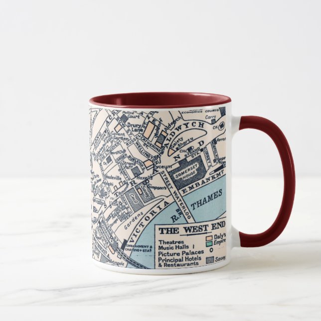 Taza Mapa antiguo del West End de Londres (Derecha)