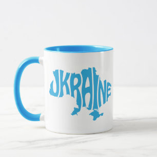 Taza Mapa azul ucraniano con inscripción Ucrania