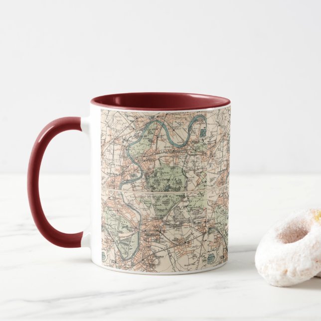Taza Mapa de Antigüedades Tames de Londres (Con donut)