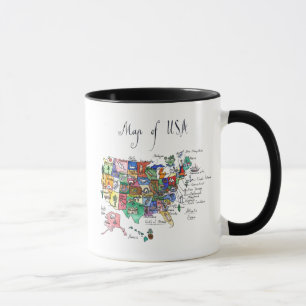 Taza Mapa de atracciones de los Estados Unidos de
