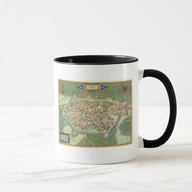 Taza Mapa de Cambrai, de "Civitates Orbis Terrarum" (Derecha)