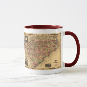 Taza Mapa de Carolina del Norte 1861 y de Carolina del