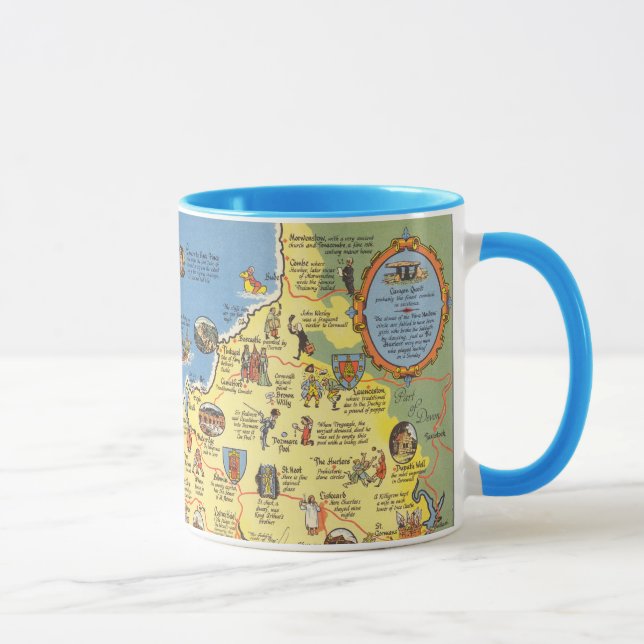 Taza Mapa de Cornwall, Inglaterra (Derecha)