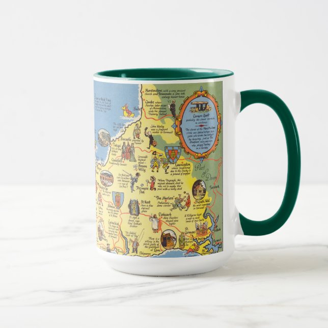 Taza Mapa de Cornwall, Inglaterra (Derecha)