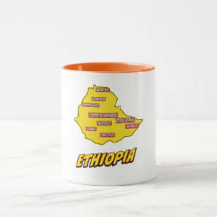 Taza Mapa de Etiopía ilustrado con arte pop
