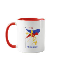 Mapa de Filipinas y taquilla de café con bandera