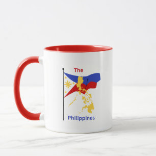 Taza Mapa de Filipinas y taquilla de café con bandera