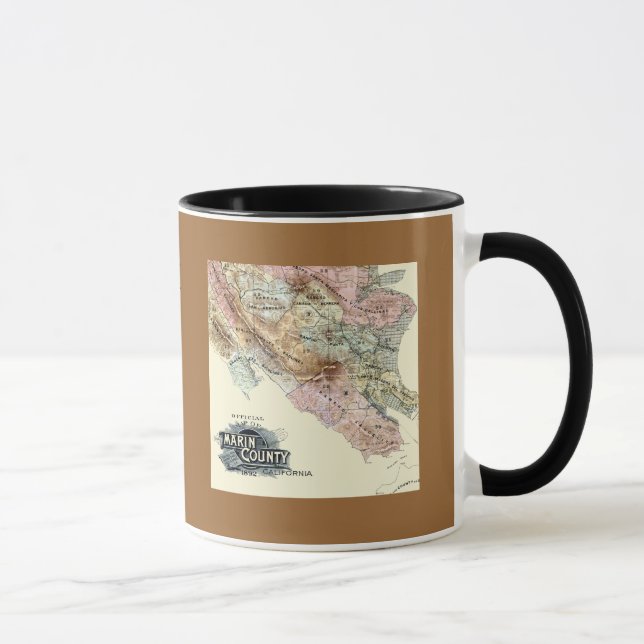 Taza Mapa de la época 1890 del condado de Marin (Derecha)