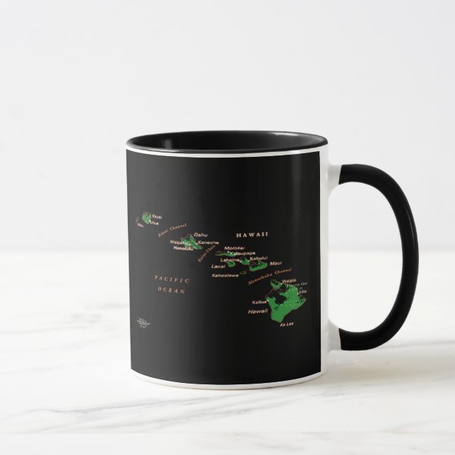 Taza Mapa de la isla de Hawái (Derecha)