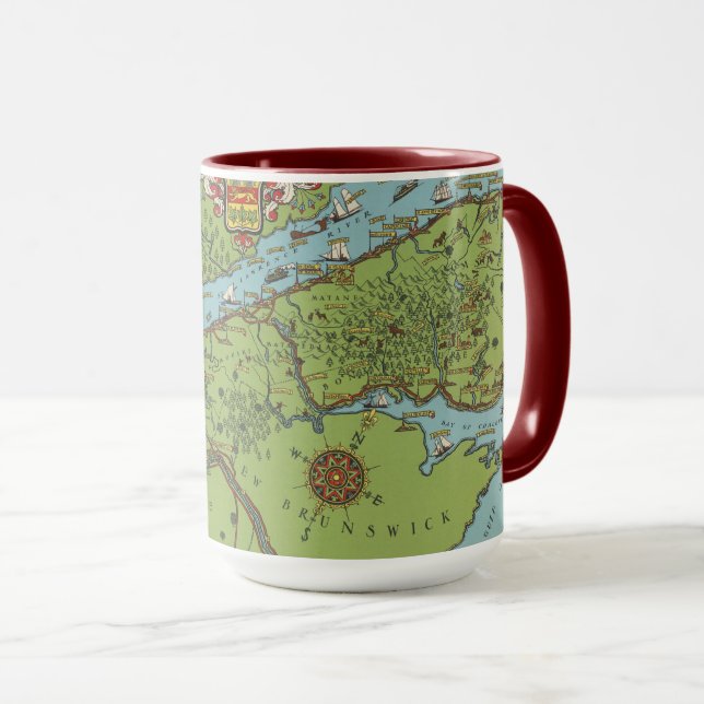 Taza Mapa de la Península de Gaspe, Canadá (Anverso derecho)