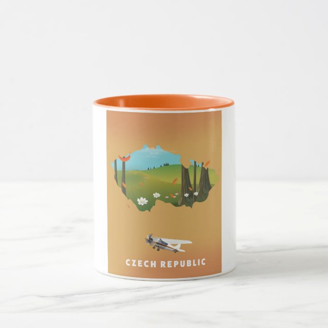 Taza Mapa de la República Checa Póster ilustrado. (Centro)
