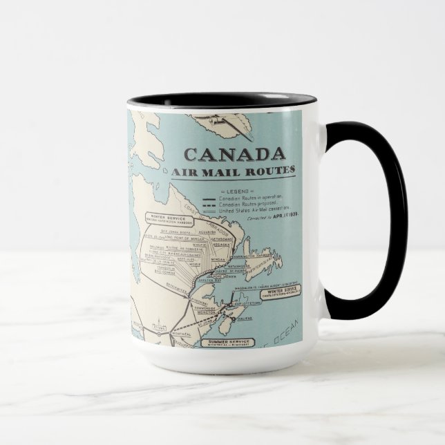 Taza Mapa de las rutas de correo aéreo de Canadá (Derecha)