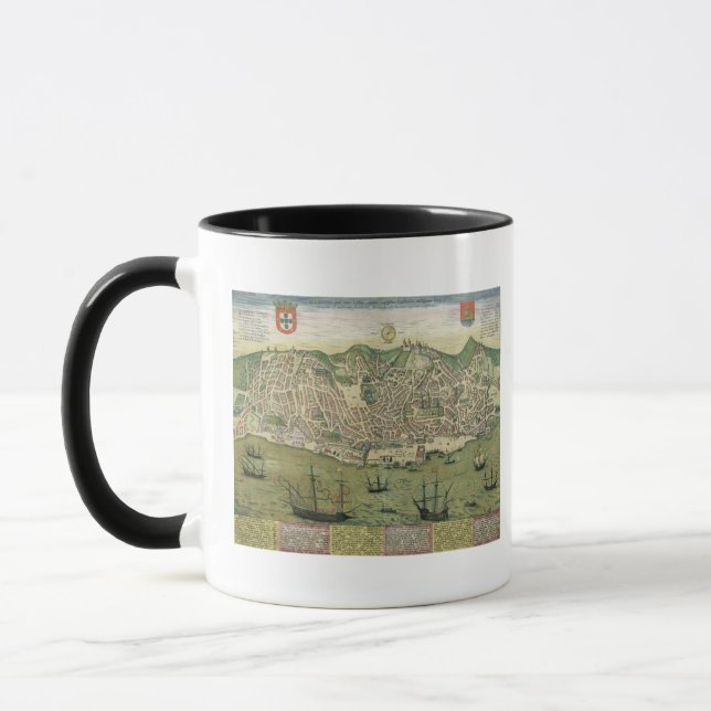 Taza Mapa de Lisboa, de "Civitates Orbis Terrarum" (Izquierda)