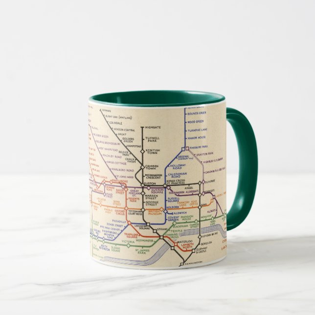 Taza Mapa de los ferrocarriles subterráneos de Londres (Anverso derecho)