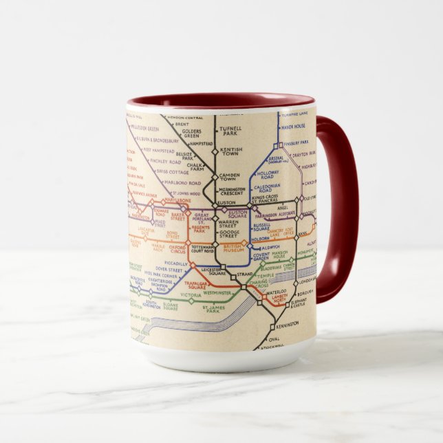 Taza Mapa de los ferrocarriles subterráneos de Londres (Anverso derecho)