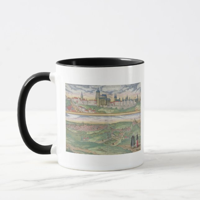 Taza Mapa de Praga, de "Civitates Orbis Terrarum" cerca (Izquierda)