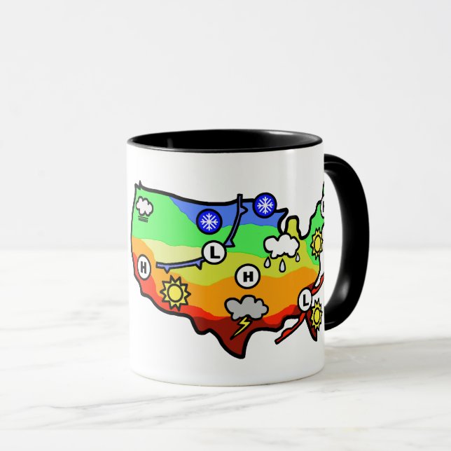 Taza Mapa de previsión de EE. UU. y Mug de nombre (Anverso derecho)