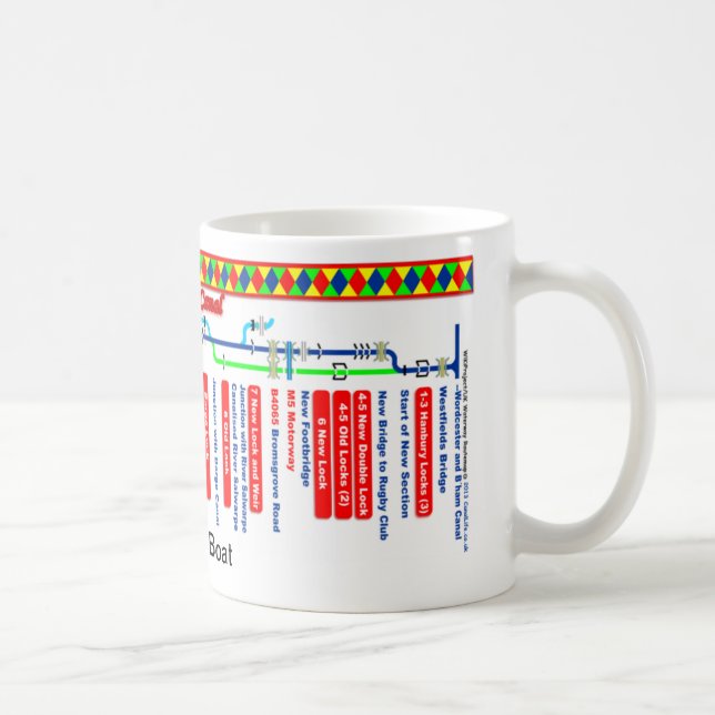 Taza Mapa de ruta del canal de Droitwich (Derecha)