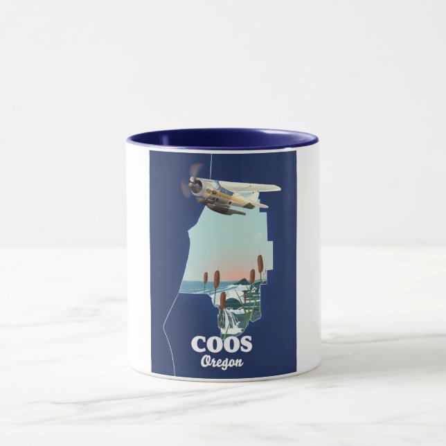 Taza Mapa de viaje de Coos Oregon (Centro)