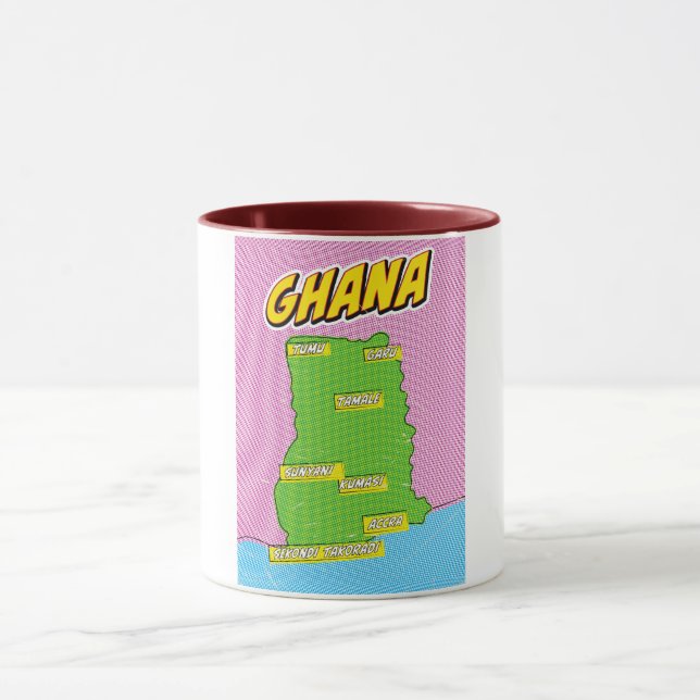 Taza Mapa de viaje de Ghana (Centro)