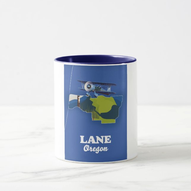 Taza Mapa de viaje de Lane Oregon (Centro)