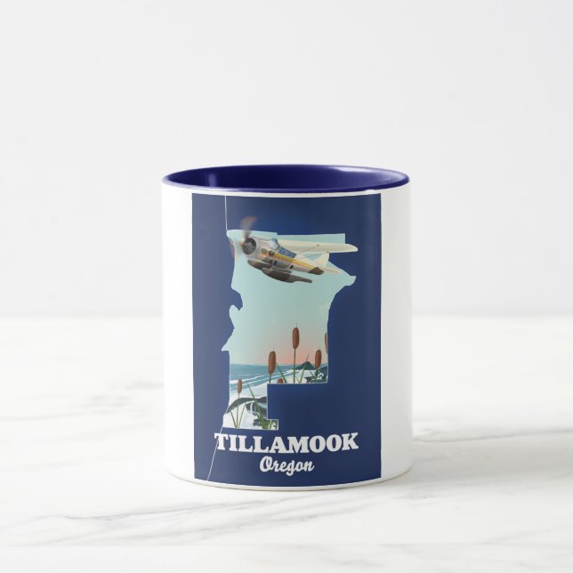 Taza Mapa de viaje de Tillamook Oregon (Centro)