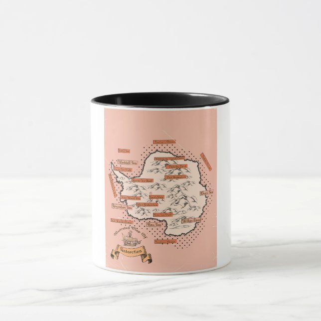 Taza Mapa de viaje ilustrado de Antártida (Centro)